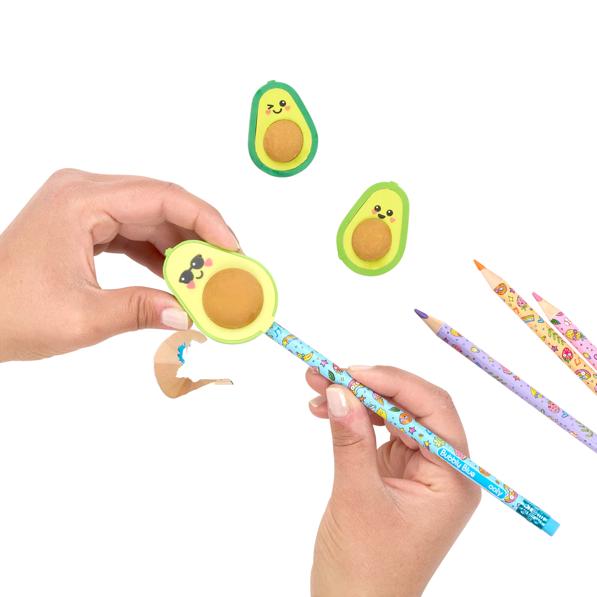 OOLY BORRADOR Y SACAPUNTAS AGUACATE 2 EN 1 SET DE 3