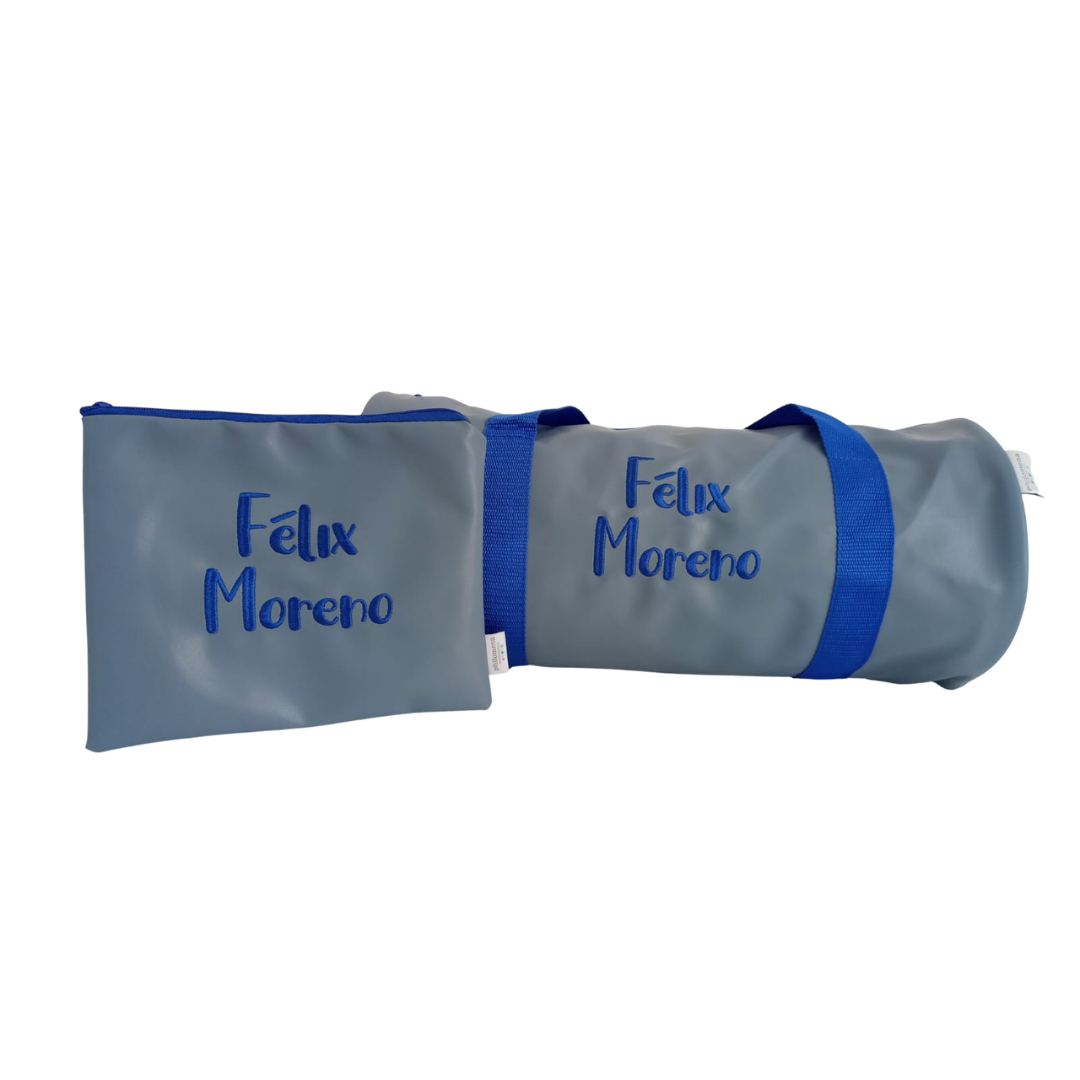 MALETA Y ESTUCHE GRIS ASA AZUL
