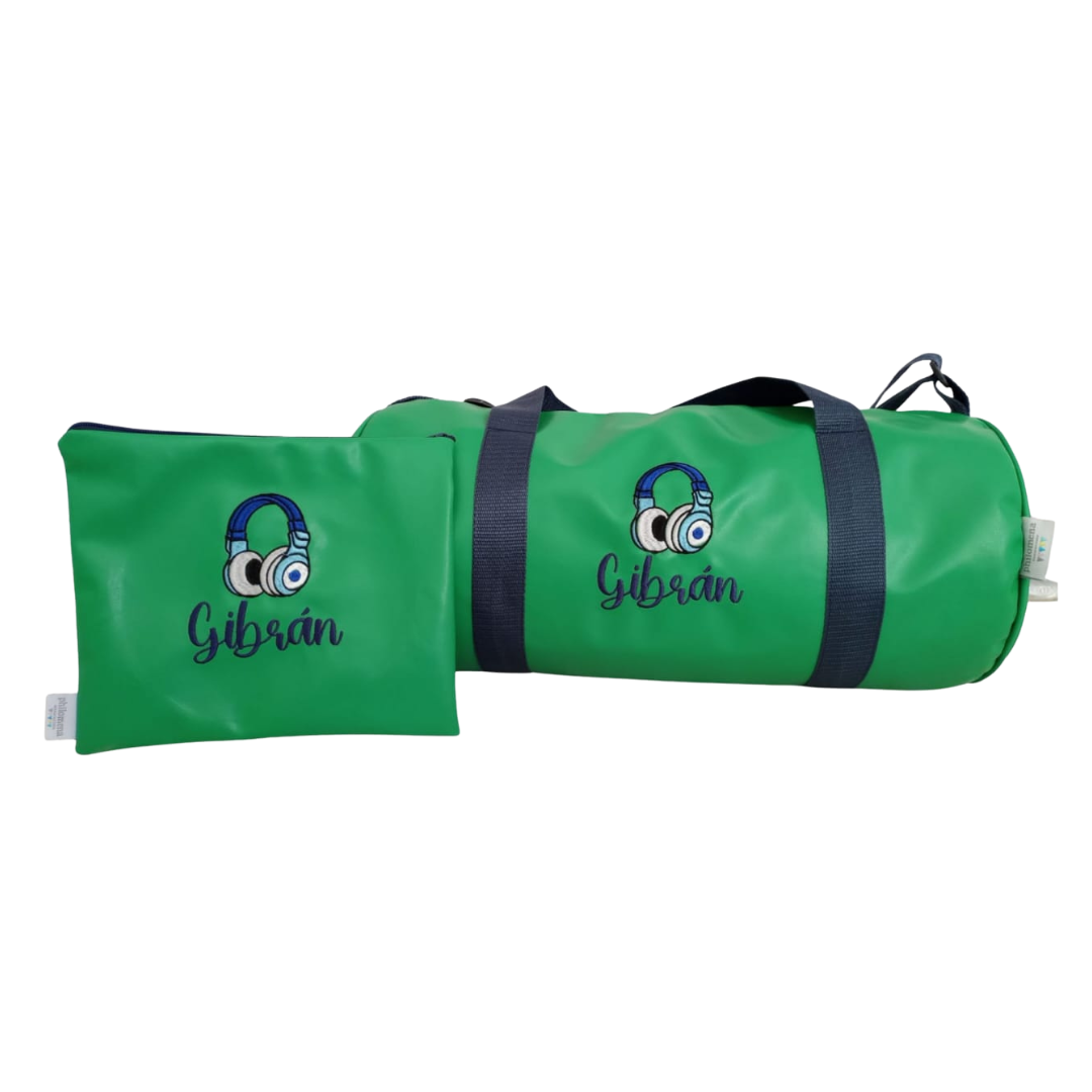 MALETA Y ESTUCHE VERDE ASA AZUL