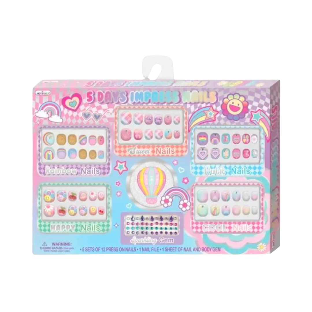 HOT FOCUS SET 5 ESTILOS UÑAS RAINBOW