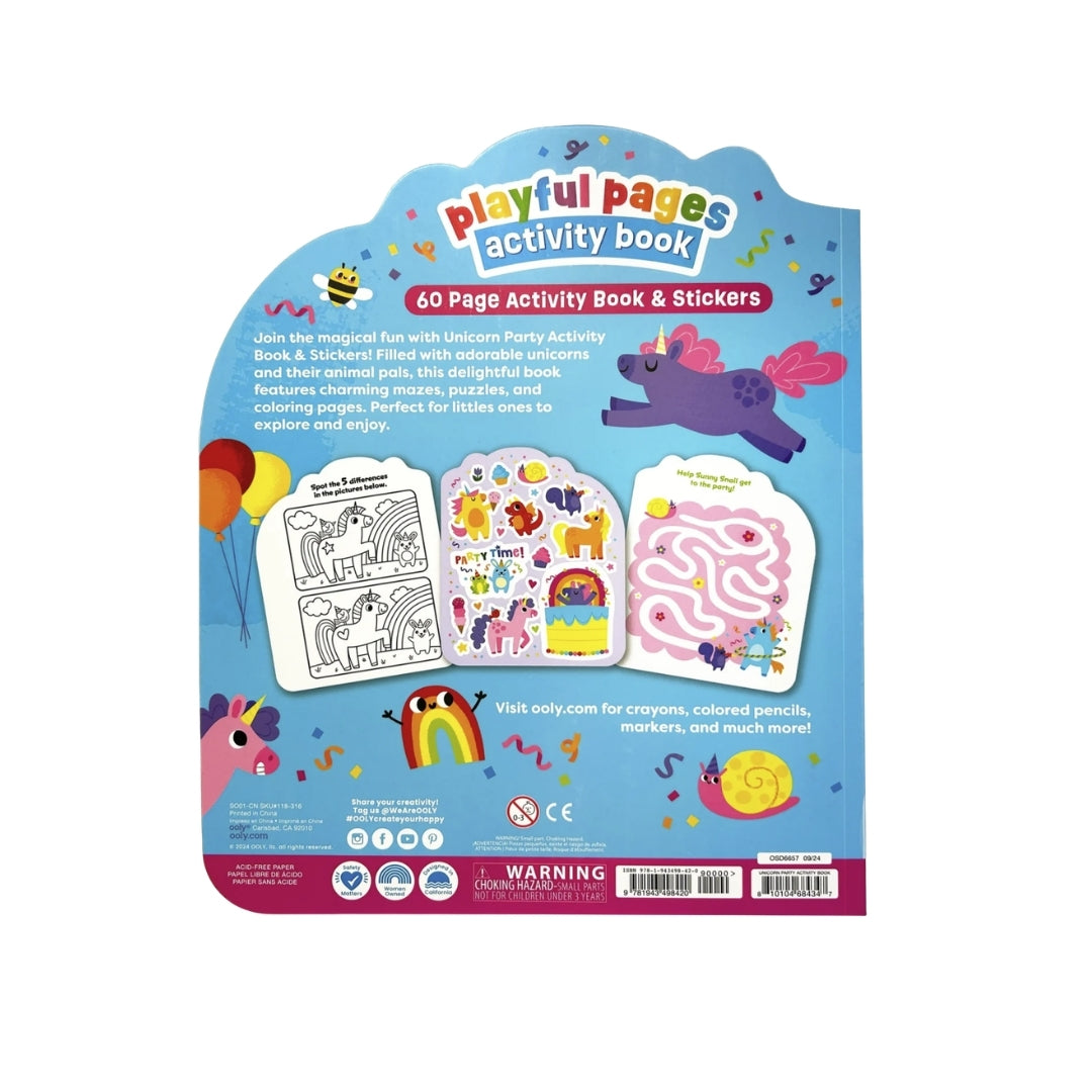 LIBRO DE ACTIVIDADES PARA COLOREAR Y PEGATINAS FIESTA DE UNICORNIO
