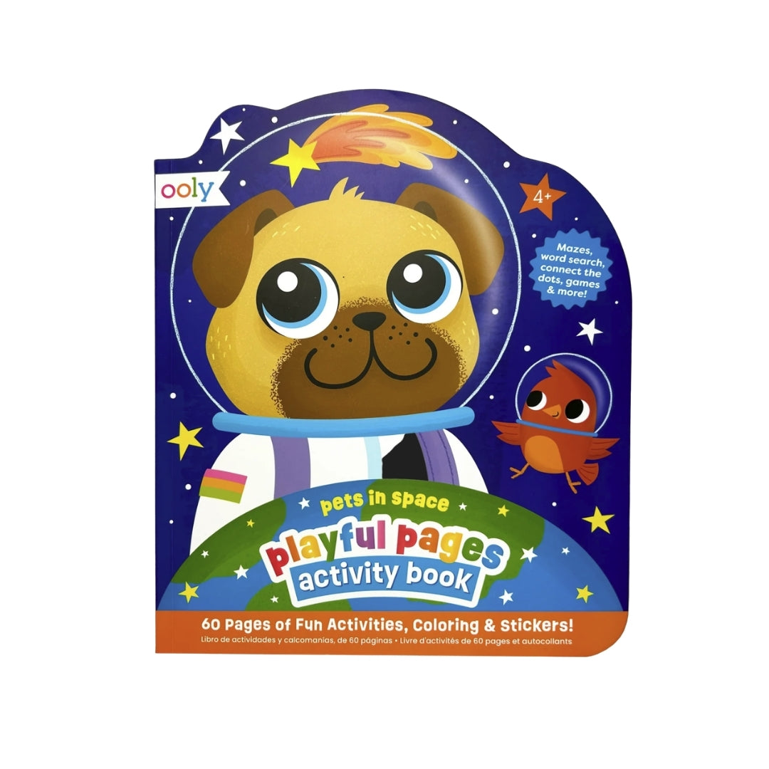 LIBRO DE ACTIVIDADES PARA COLOREAR Y PEGATINAS MASCOTAS EN EL ESPACIO
