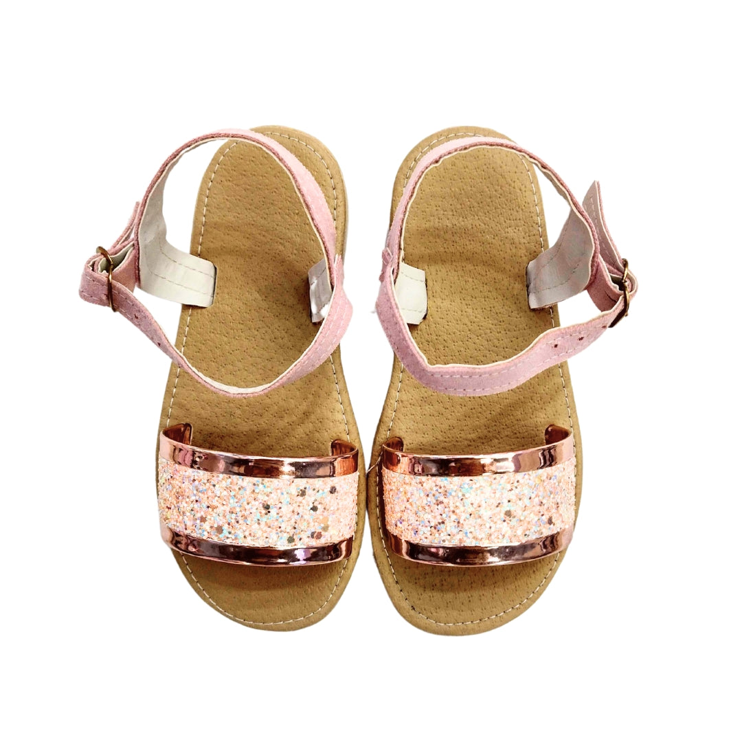 HUARACHE CON GLITTER ORO ROSADO