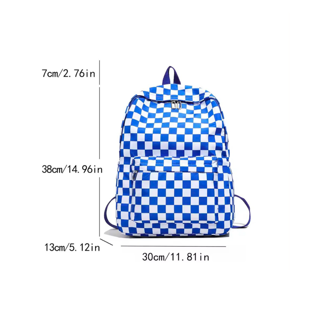 MOCHILA PORTATIL CON ESTAMPADO DE CUADROS NEGRO