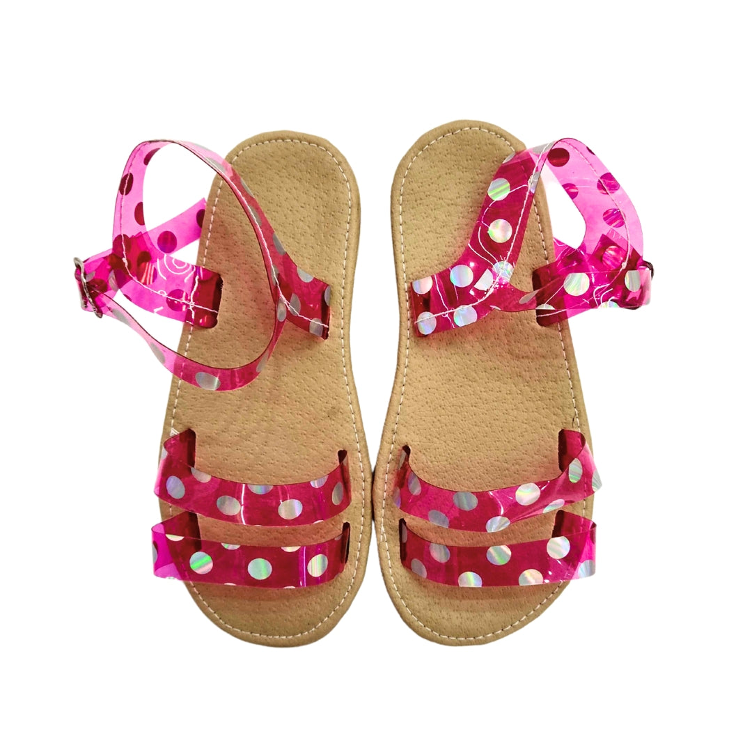 HUARACHE CON CINTAS TRANSPARENTES ROSAS