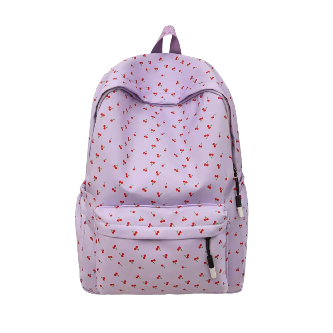 MOCHILA MORADA CEREZAS