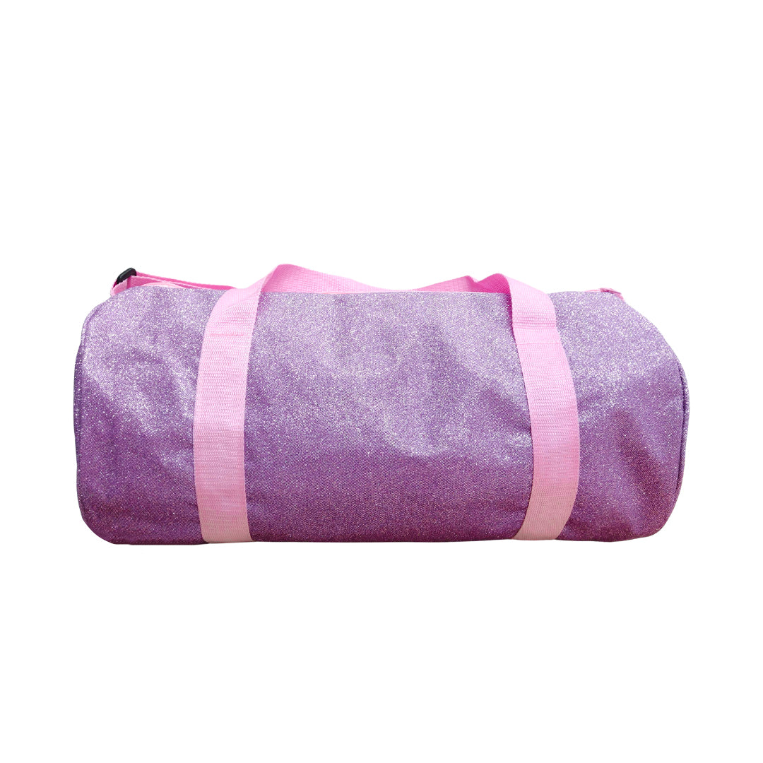MALETA Y ESTUCHE MORADA BRILLOS ASA ROSA