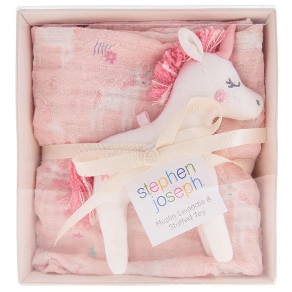 STEPHEN JOSEPH JUEGO DE MANTA Y PELUCHE UNICORNIO
