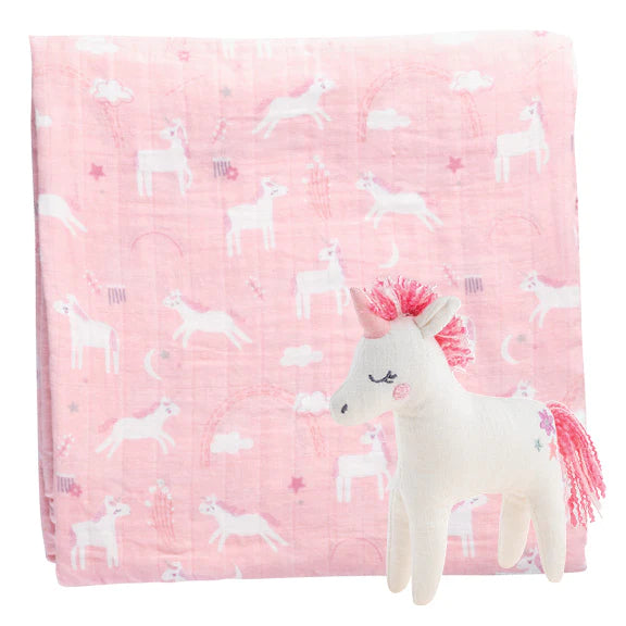 STEPHEN JOSEPH JUEGO DE MANTA Y PELUCHE UNICORNIO