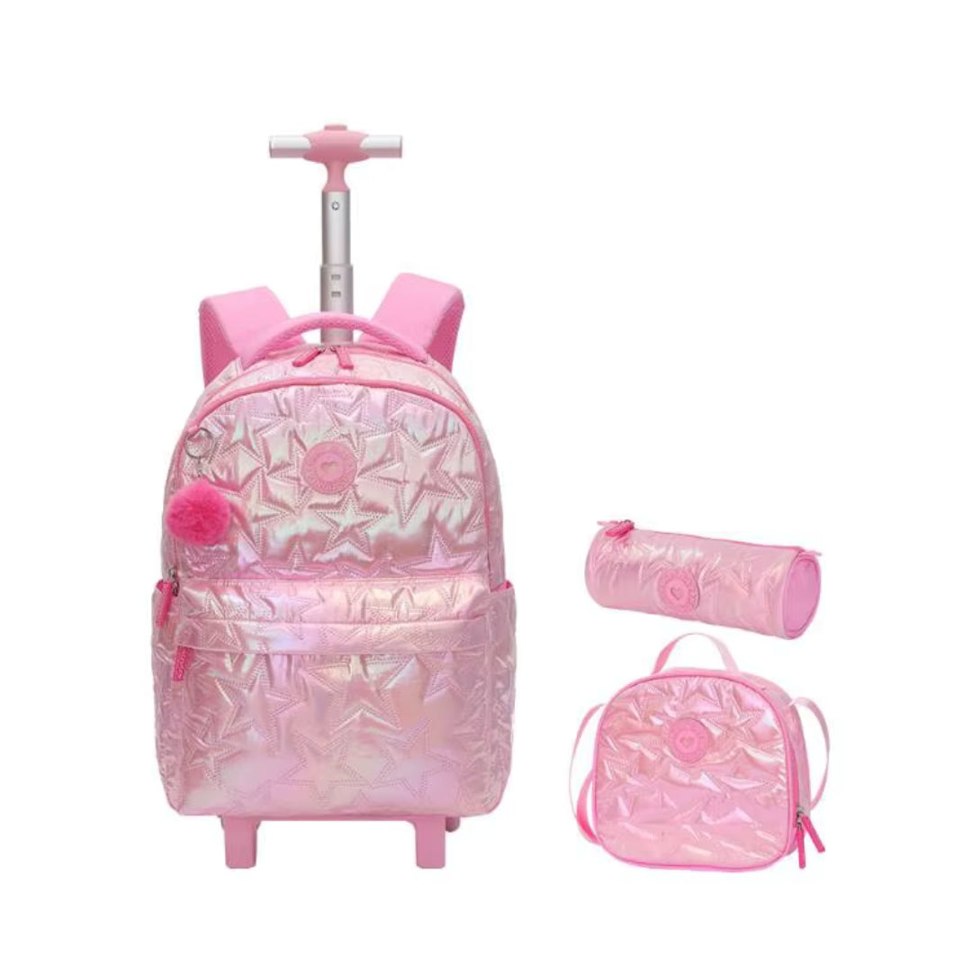 COMBO MOCHILA ESTRELLAS ROSA