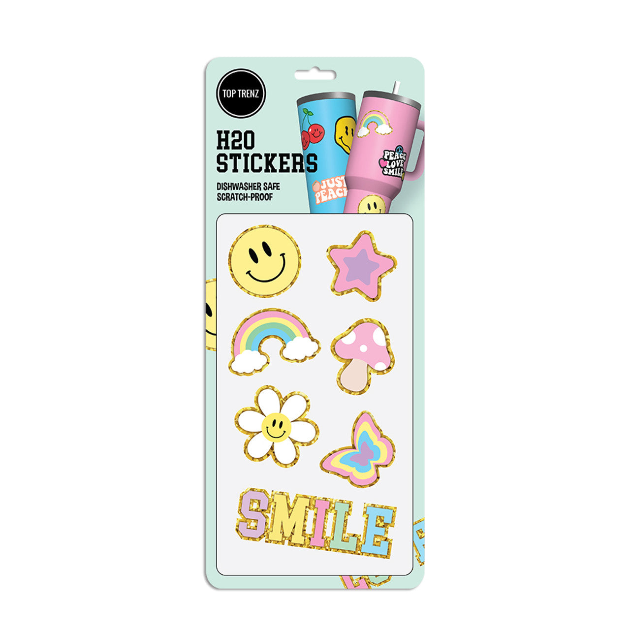 TOP TRENZ HOJA DE PEGATINAS PARA TERMO SMILE