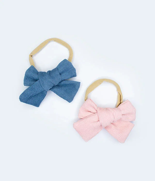 DUO DIADEMA ELÁSTICA CON MOÑO DE PANA