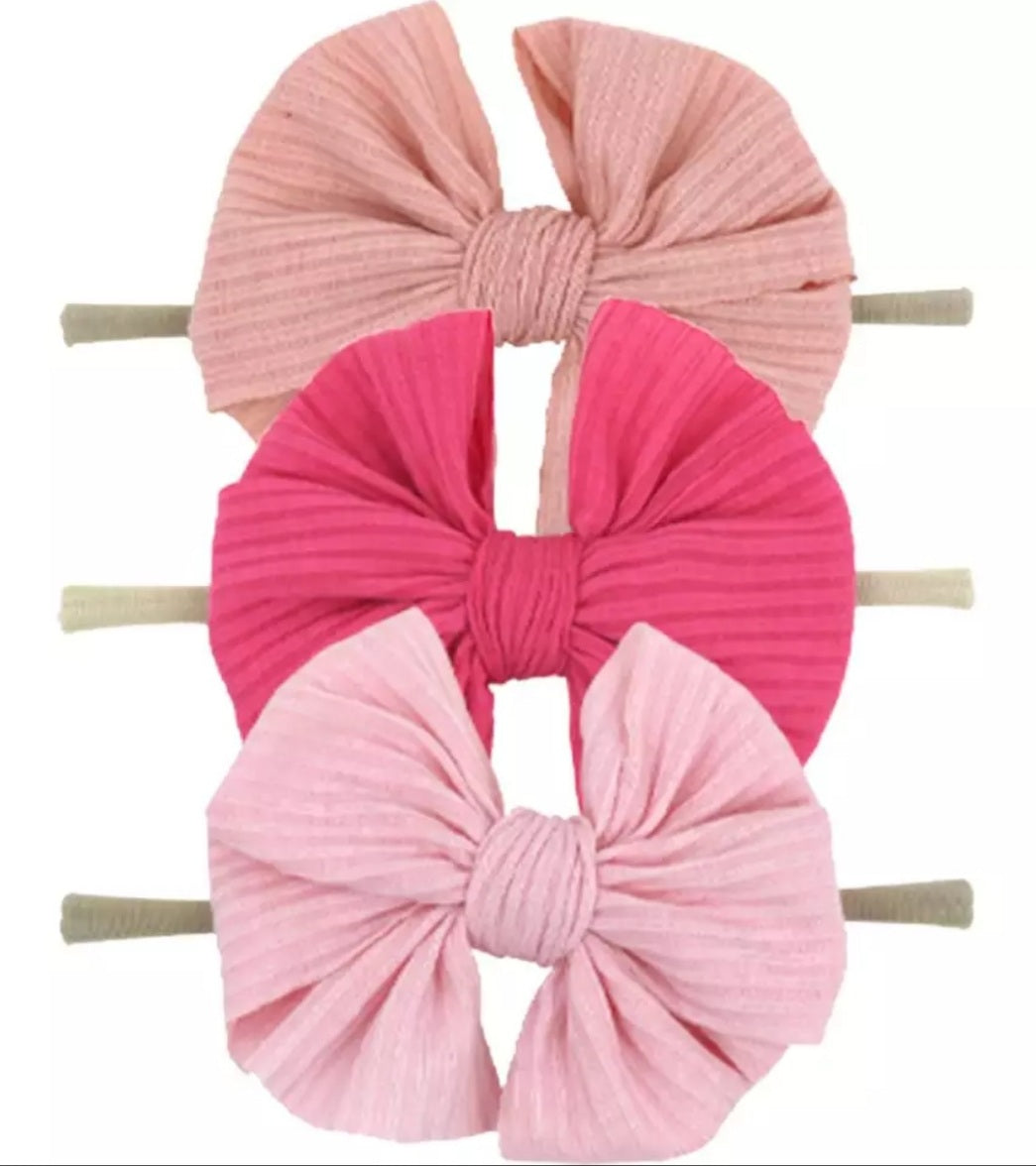 SET DE 3 DIADEMAS ELASTICAS CON MOÑO