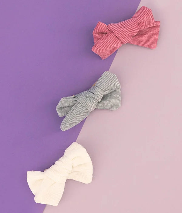 TRÍO DIADEMAS ELÁSTICAS CON MOÑO DE PANA