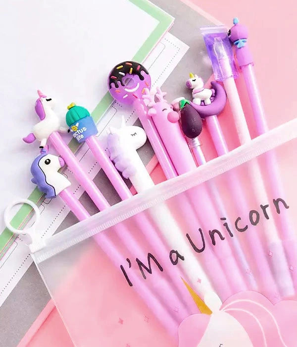 SET DE 10 UNIDADES DE PLUMAS DE GEL DE UNICORNIO
