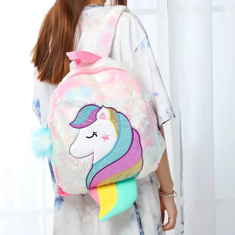 MOCHILA UNICORNIO Y ESTRELLA  AFELPADA