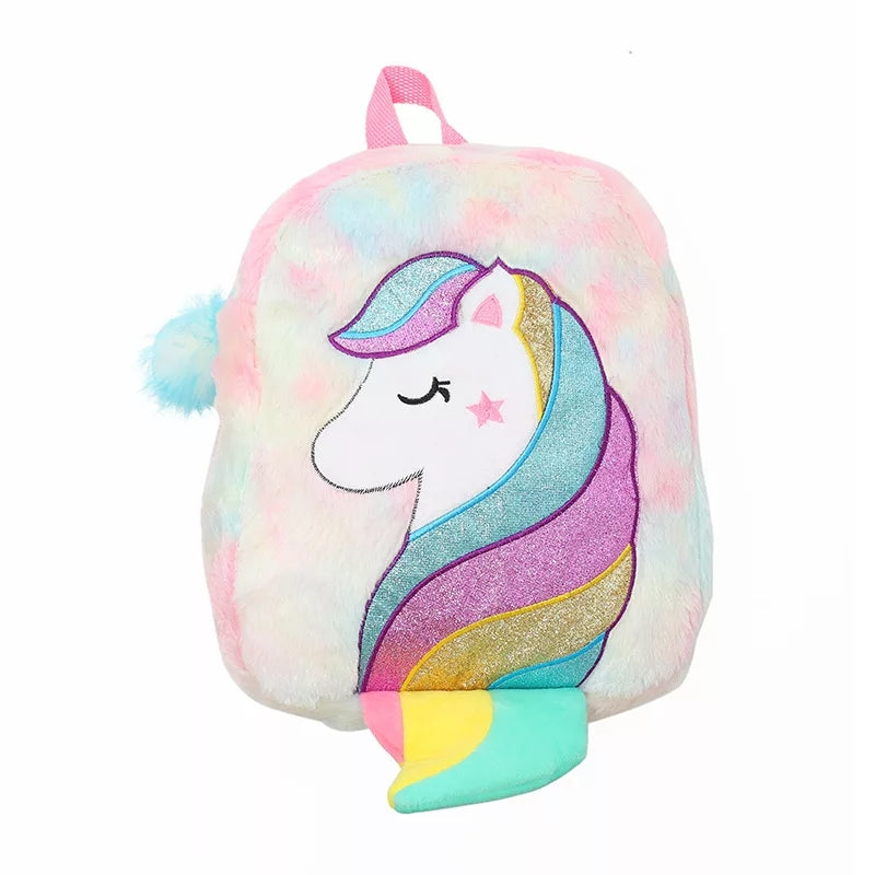 MOCHILA UNICORNIO Y ESTRELLA  AFELPADA