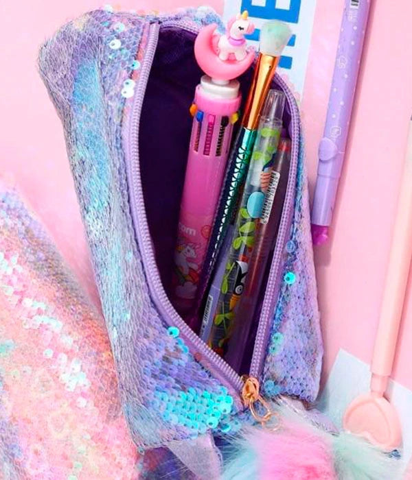 CARTUCHERA DE UNICORNIO CON LENTEJUELAS