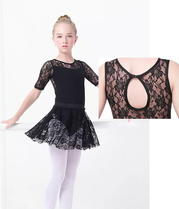 CONJUNTO DE LEOTARDO CON FALDA DE ENCAJE