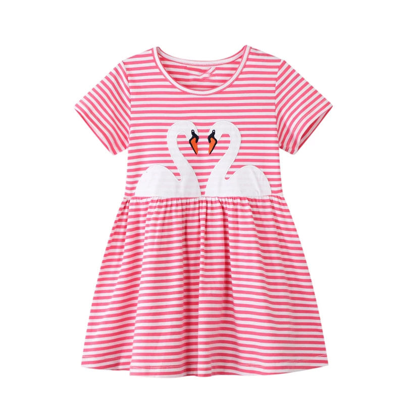 VESTIDO CISNE A RAYAS MANGA CORTA