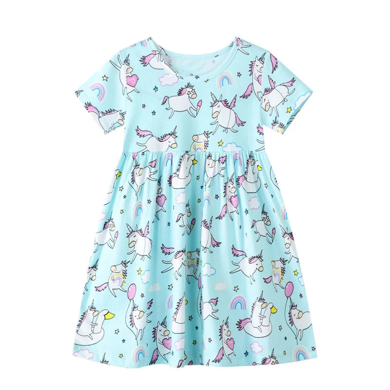 VESTIDO FIESTA DE UNICORNIOS MANGA CORTA