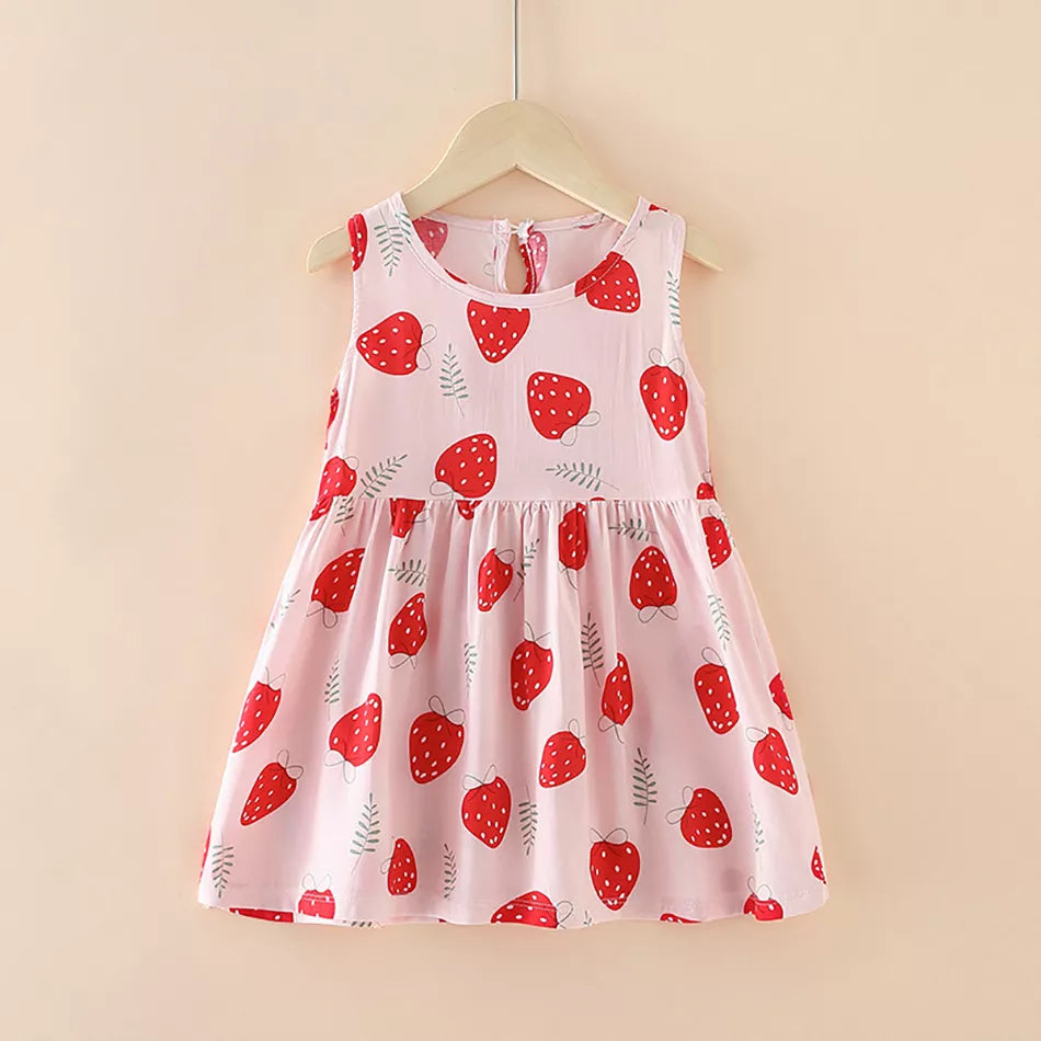 Vestido de algodón con fresas estampados