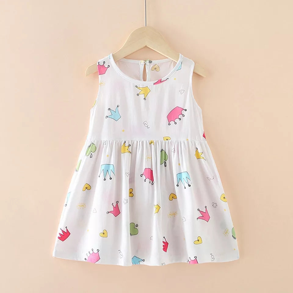 Vestido de algodón con estampado de coronas