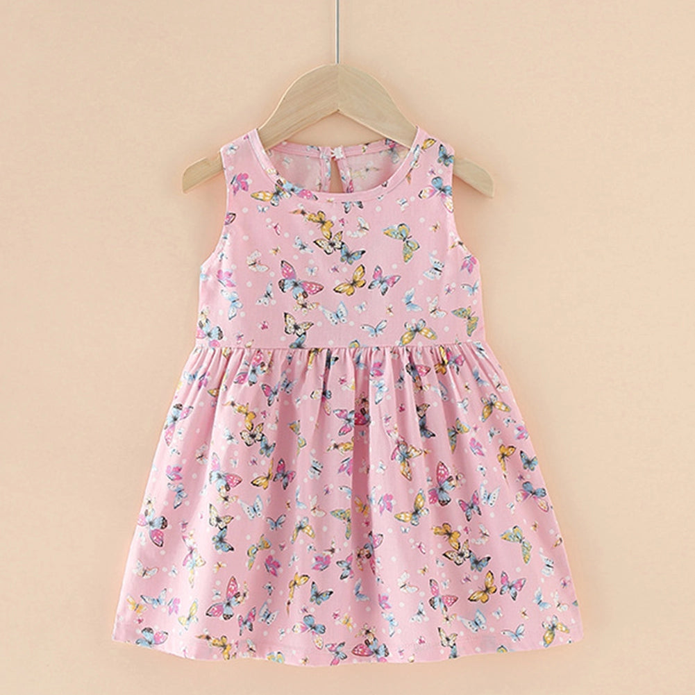 Vestido de algodón rosa estampado
